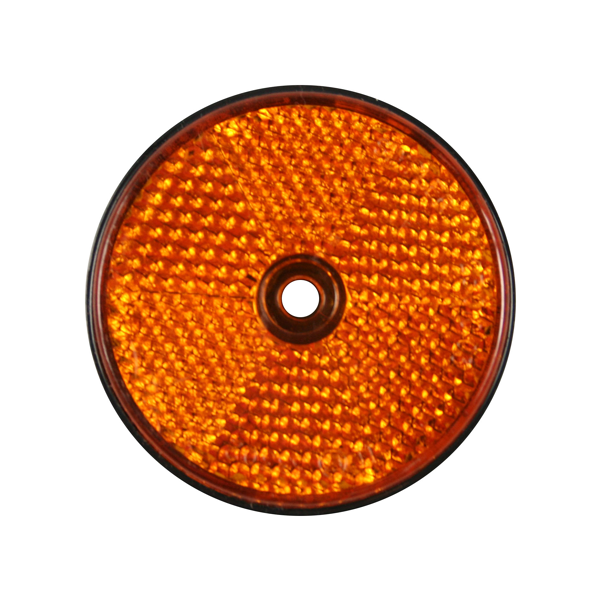 Reflektor – rund, orange, Ø 60 mm mit Loch, E4-Zulassung