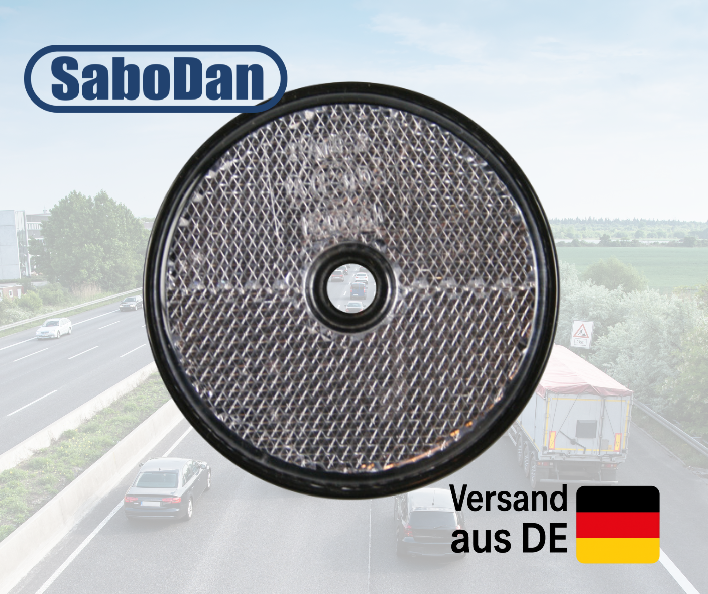 Hochwertiger Reflektor – rund, weiß, Ø 60 mm E4-Zulassung für Auto, LKW, Wohnmobil, Anhänger, Motorrad... weiss