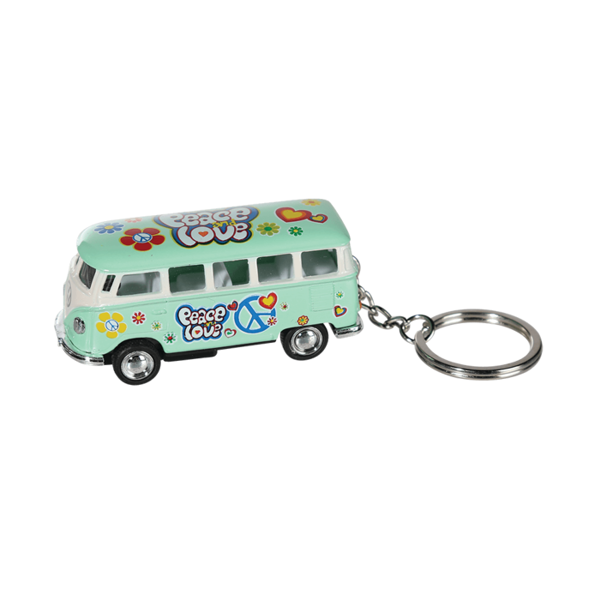 12er Set Metall-Schlüsselanhänger VW T1 Bus 1962 "Peace & Love" – Bild 4