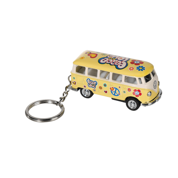 12er Set Metall-Schlüsselanhänger VW T1 Bus 1962 "Peace & Love" – Bild 3