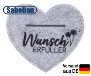 Filz-Geldgeschenk Herz &ndash; Liebevoll & perfekt f&uuml;r besondere Momente - Spruch "Wunsch Erf&uuml;ller"
