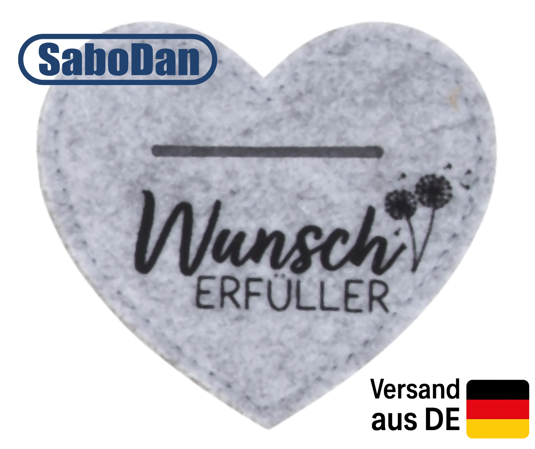 Filz-Geldgeschenk Herz – Liebevoll & perfekt für besondere Momente - Spruch "Wunsch Erfüller"